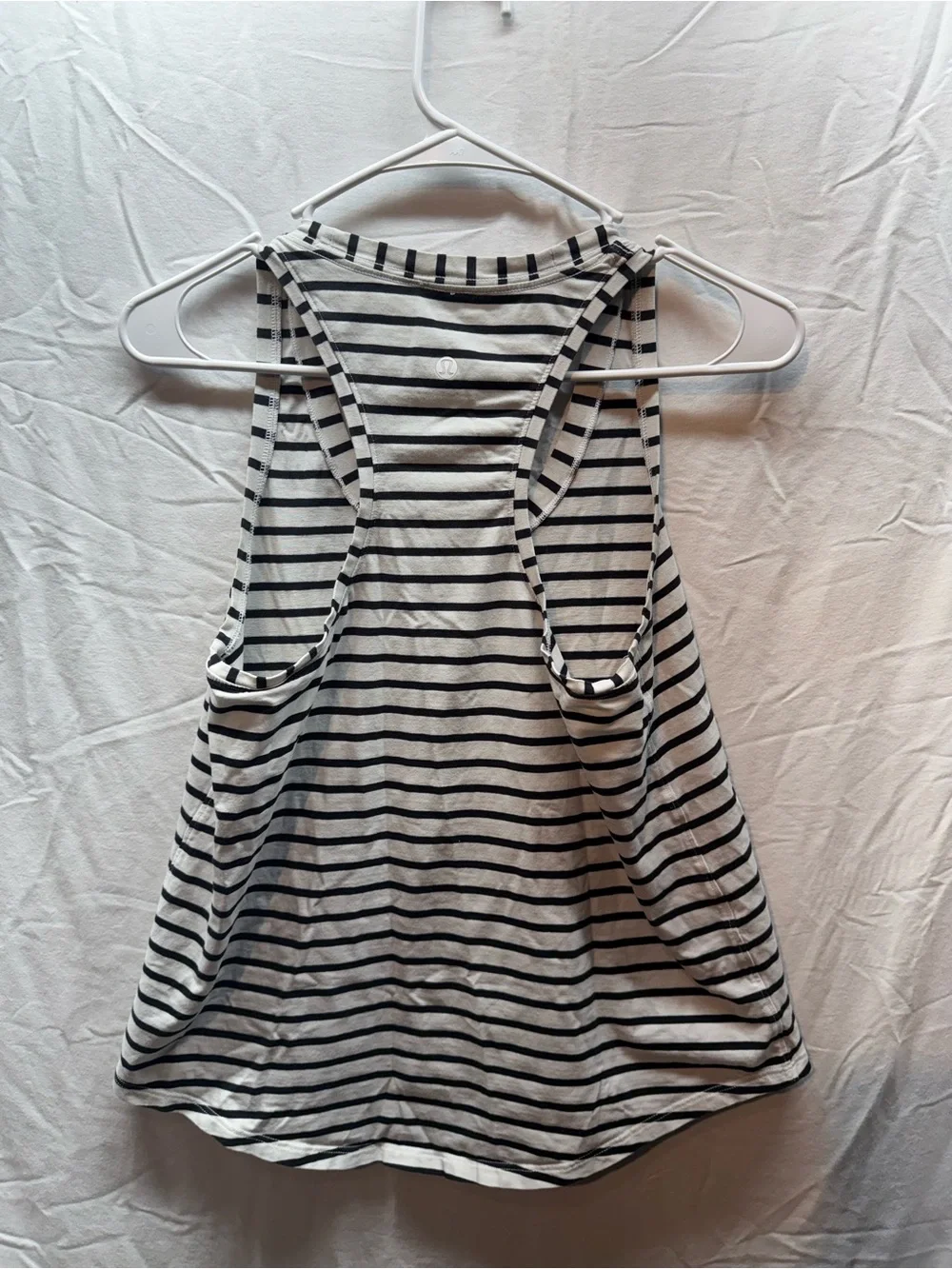 Lululemon Cool Racerback Tank Top White & Black Striped Women's